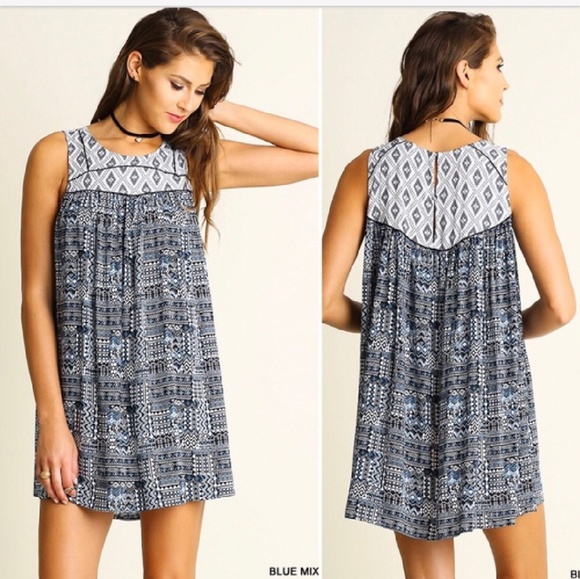 Umgee Dresses & Skirts - Umgee blue boho shift dress